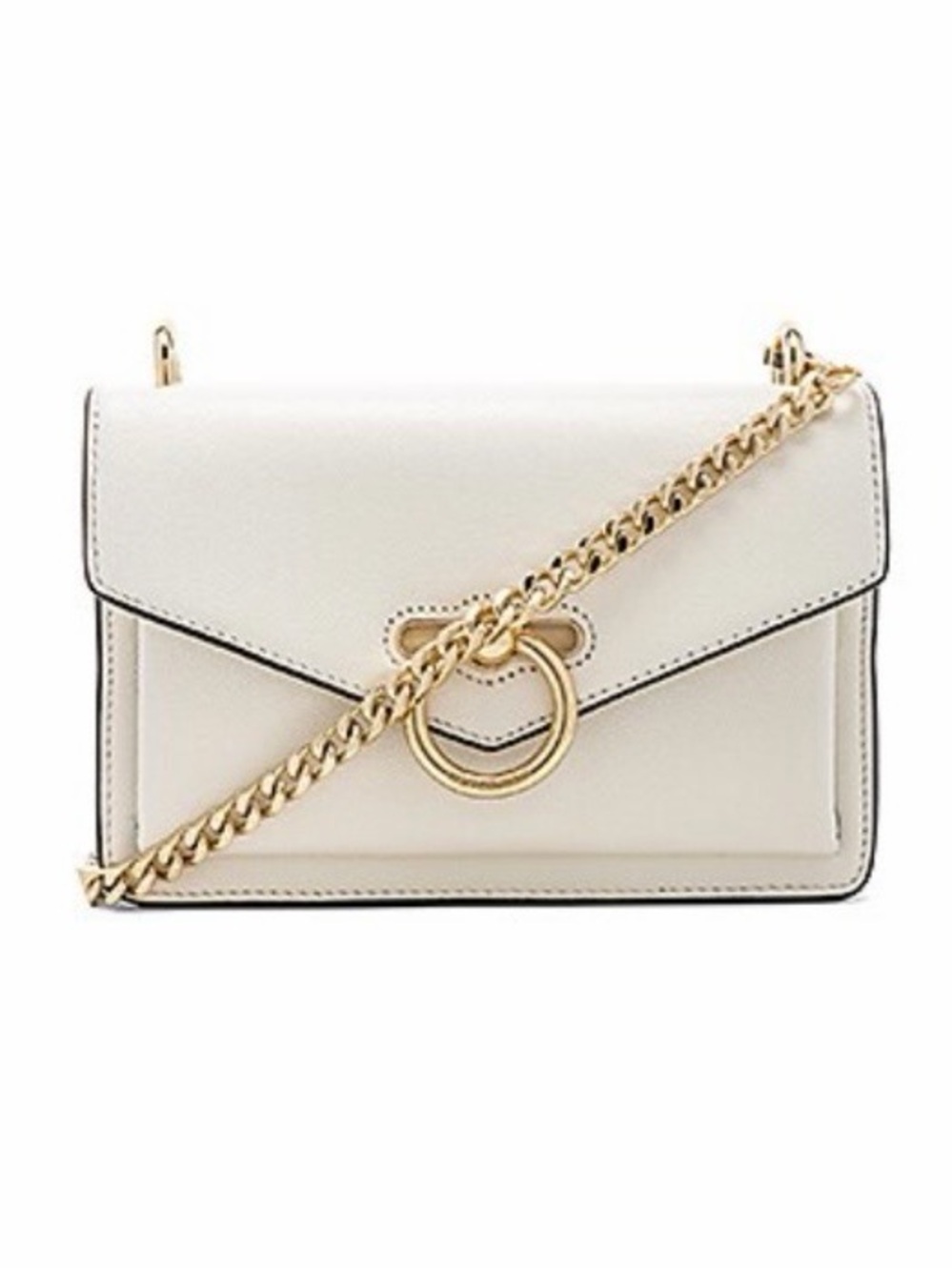 Rebecca Minkoff Jean Textured Leather Crossbody Bag Optic White Gold Hardware